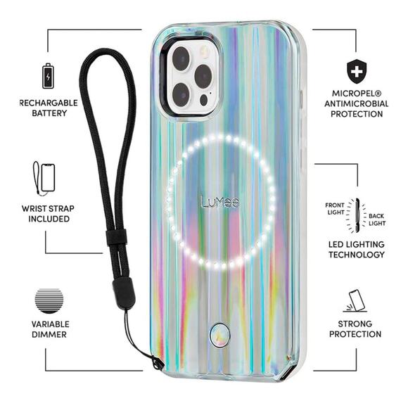 LuMee x Paris Hilton Halo Original Lighted Case for iPhone 12 Pro Holograph NWT - Picture 9 of 10